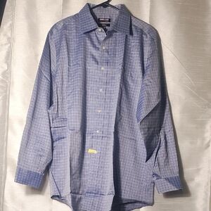 Kirkland Signature Blue Plaid Button Down‎ Shirt
